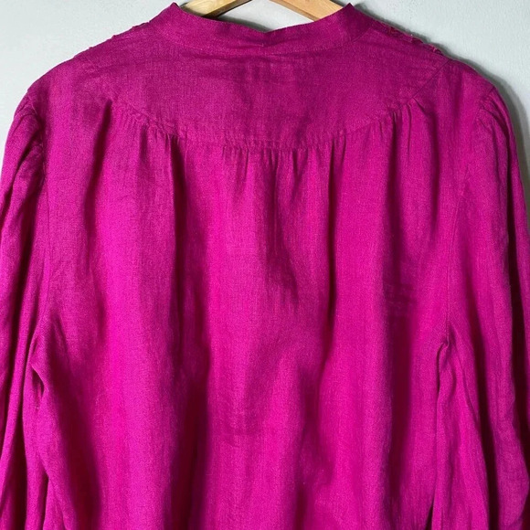 NWT Lauren Ralph Lauren Women's XL Long Sleeve Linen Embroidered Tunic Fuchsia - Picture 14 of 16
